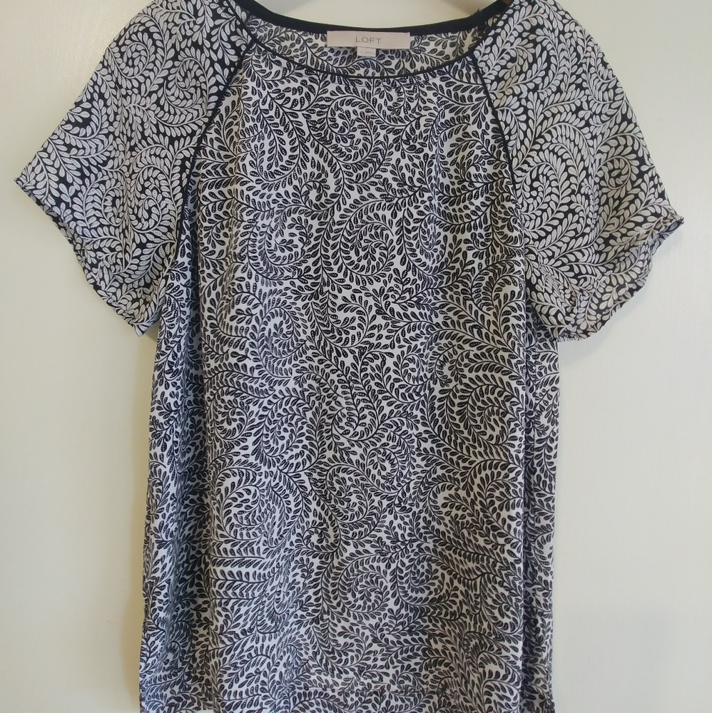 Loft black & white blouse